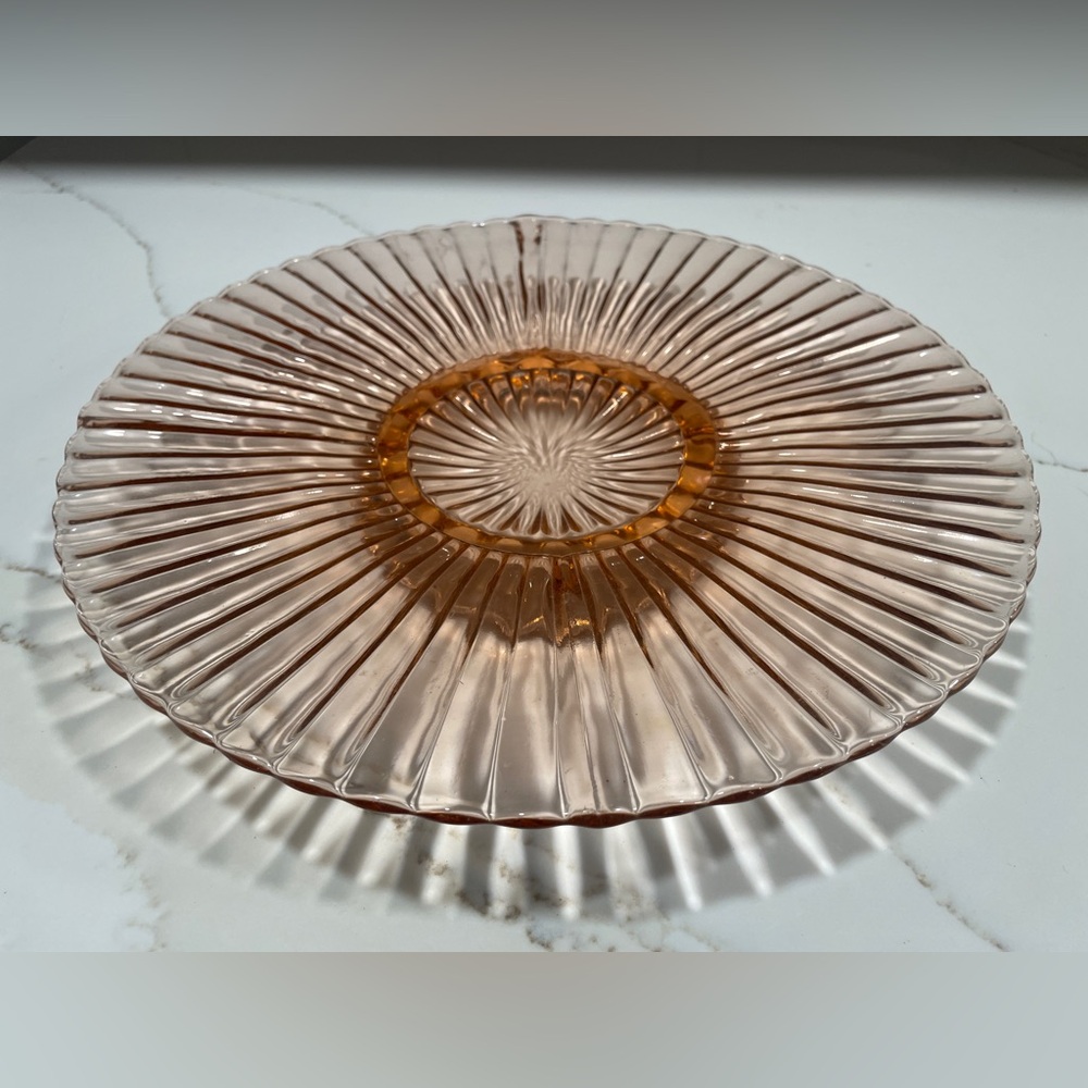 Anchor Hocking Pink Depression Glass Cake Plate 1930s